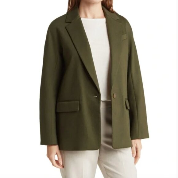 NWT Vince Solid Blazer Jacket in Tuscan Olive Size 10